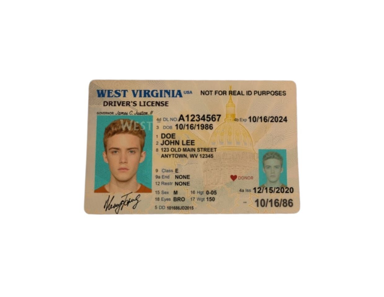 West Virginia Fake Driver's License