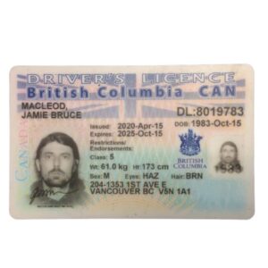 Fake British Columbia Driver's Licence